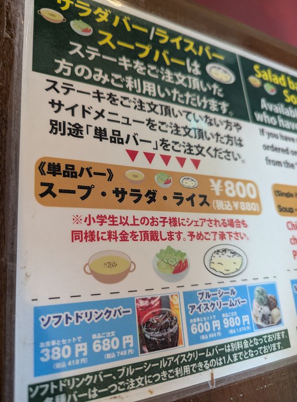 ステーキハウス88 メニュー